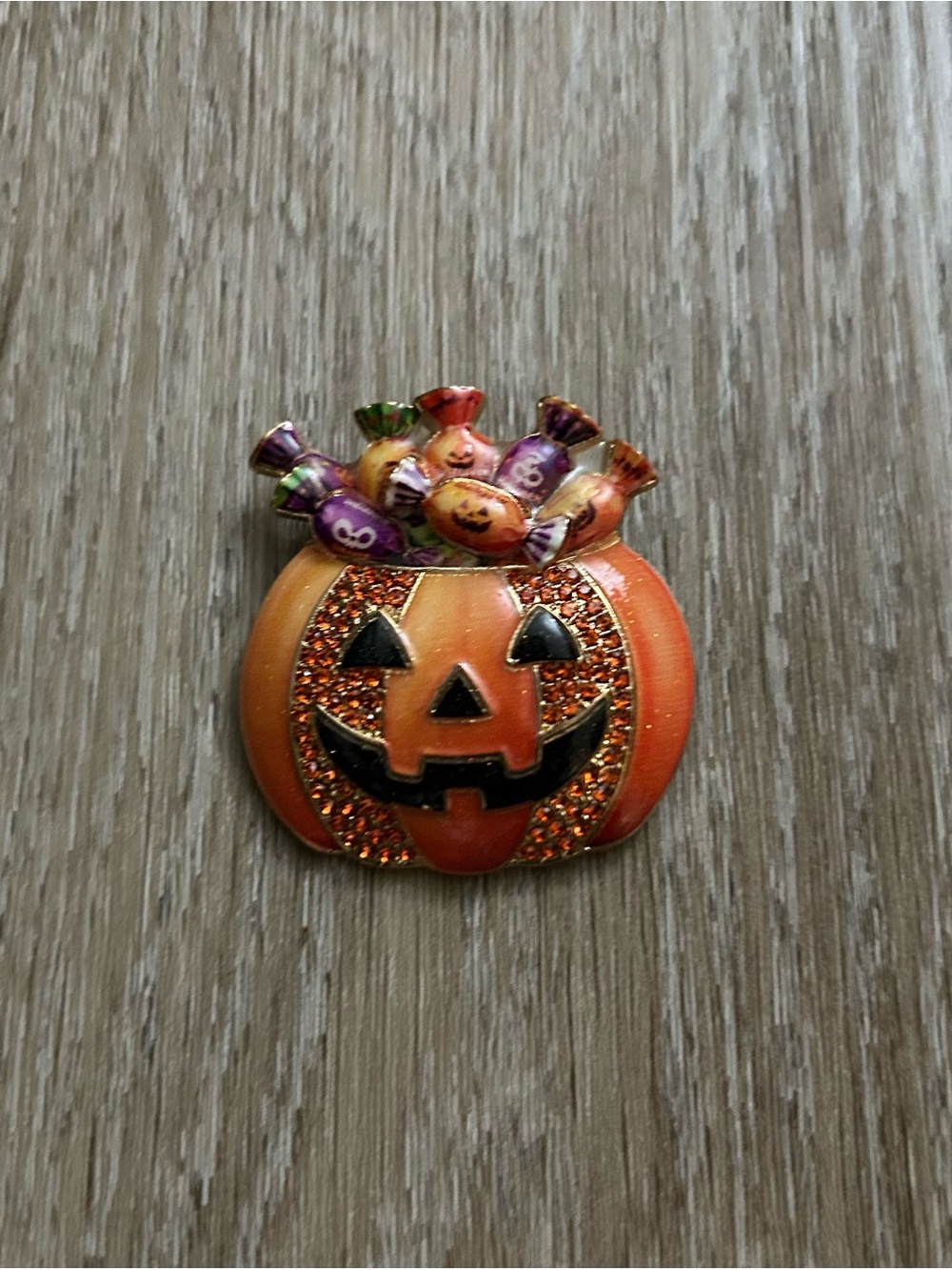 Halloween Pumpkin Candy Bucket Brooch